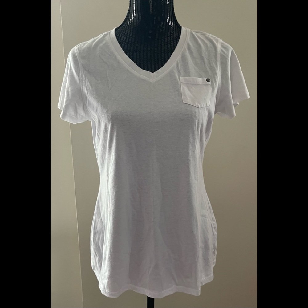 Ruff Hewn White V-Neck T-Shirt Size Medium